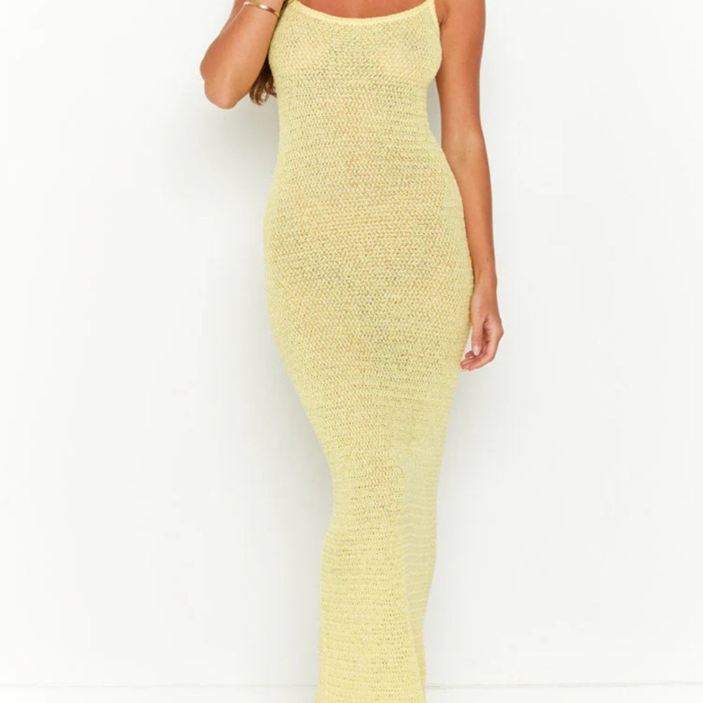 Beginning Boutique Ezra Yellow Mesh Maxi Dress